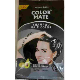 COLOR MATE NATURAL BLACK , SHAMPOO HAIR COLOR 15ML